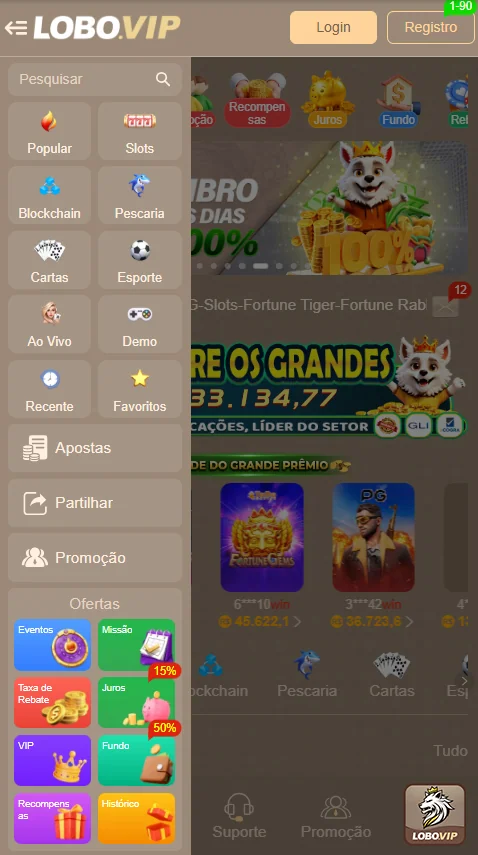 Usuário jogando no aplicativo lobobet.com em smartphone