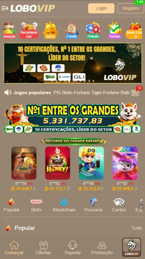 Usuário realizando transações no app lobobet.com