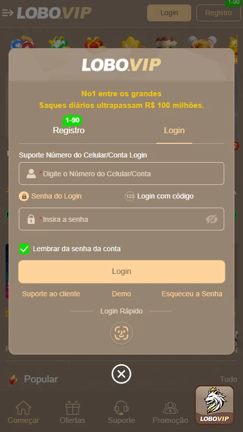 Usuário jogando no celular com acesso rápido ao lobobet.com